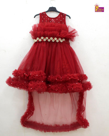 Kids Red Birthday Frock  BG131