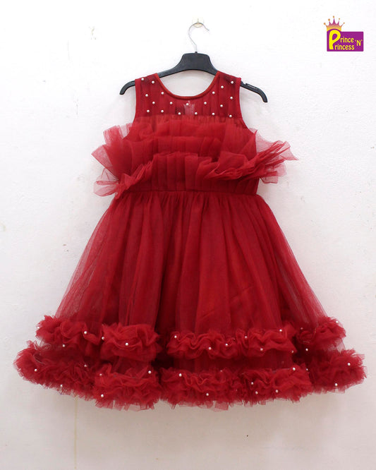 Kids Red Birthday Frock  BG131