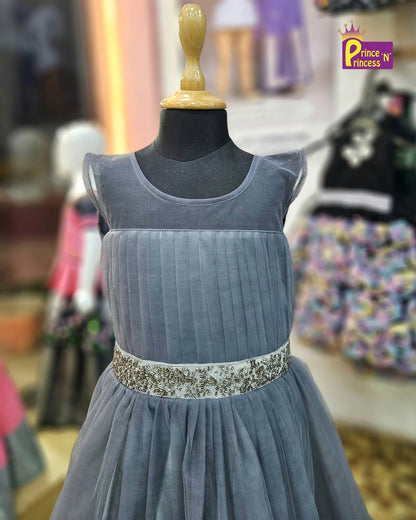 Kids Ash Grey Party frock Gown BG202 - Prince N Princess