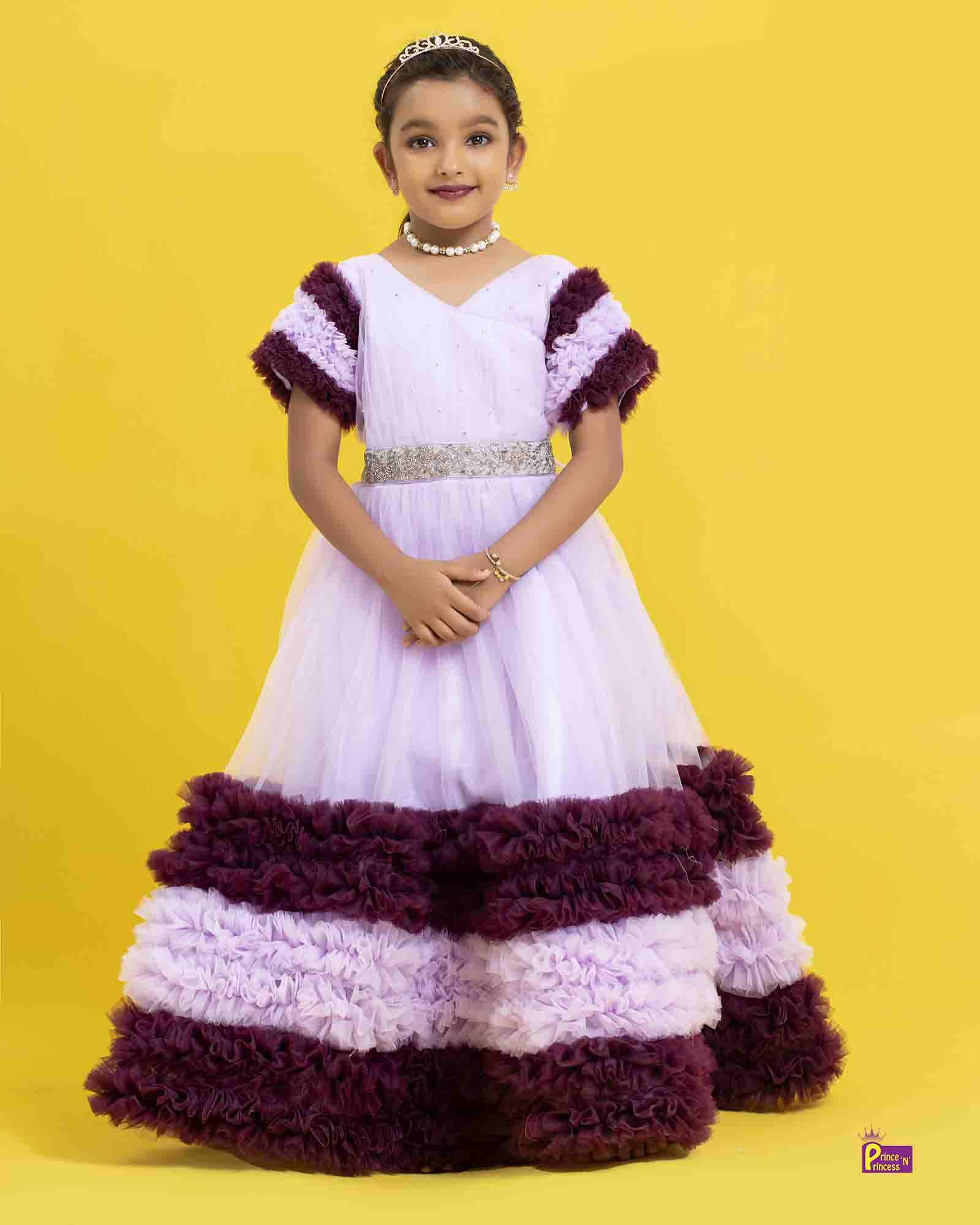 Kids Lavender Whine Prince N Princess Party Gown BG217 - Prince N Princess