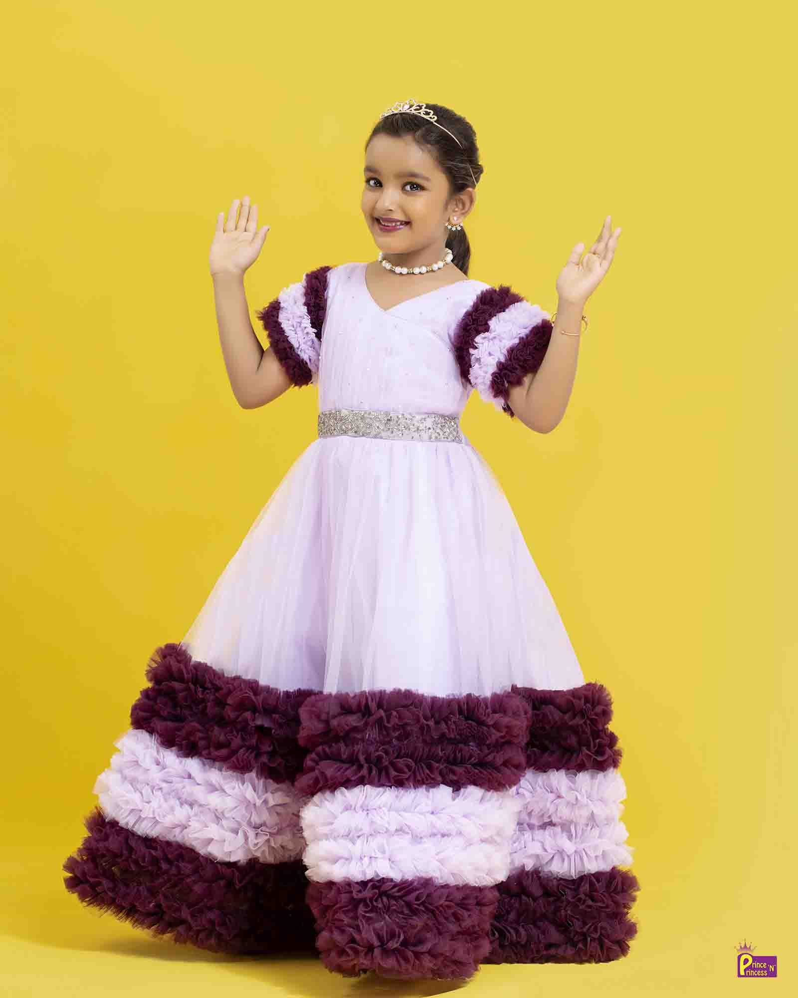 Kids Lavender Whine Prince N Princess Party Gown BG217 - Prince N Princess