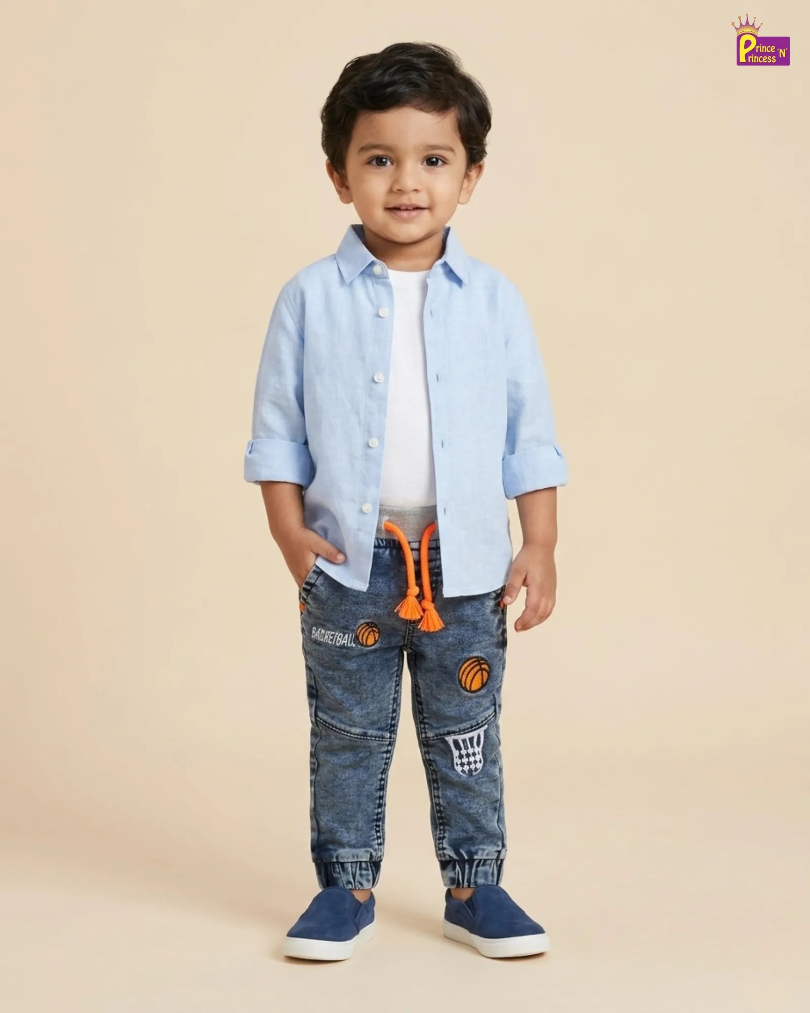 Boys Jeans – Kids Basketball Patch Embroidery PT059