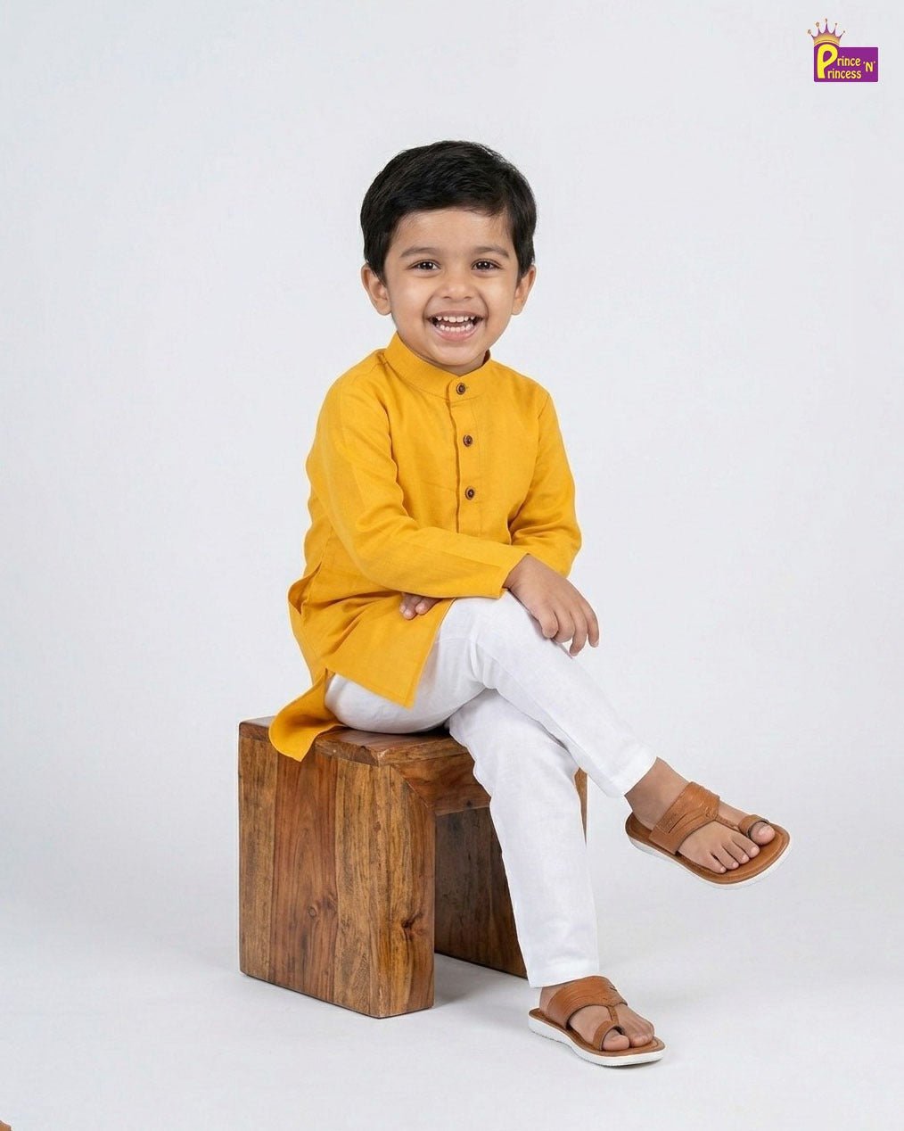 Boys Mango Yellow Cotton Kurta Pajama KP215 - Prince N Princess