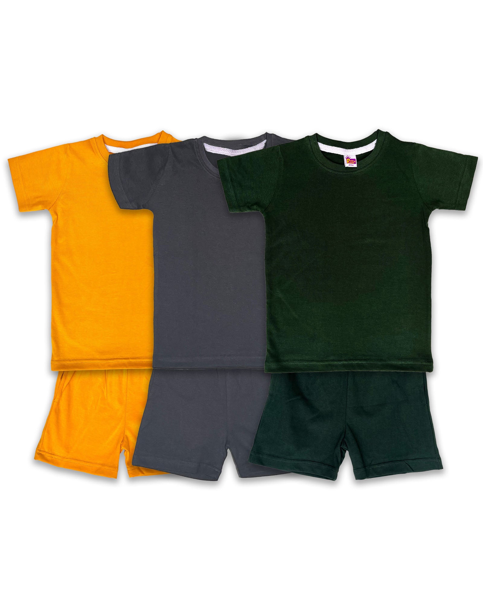 Plain Co-ord Set Pack of 3(Dark Green,Dark Grey & Mustard) CDC04