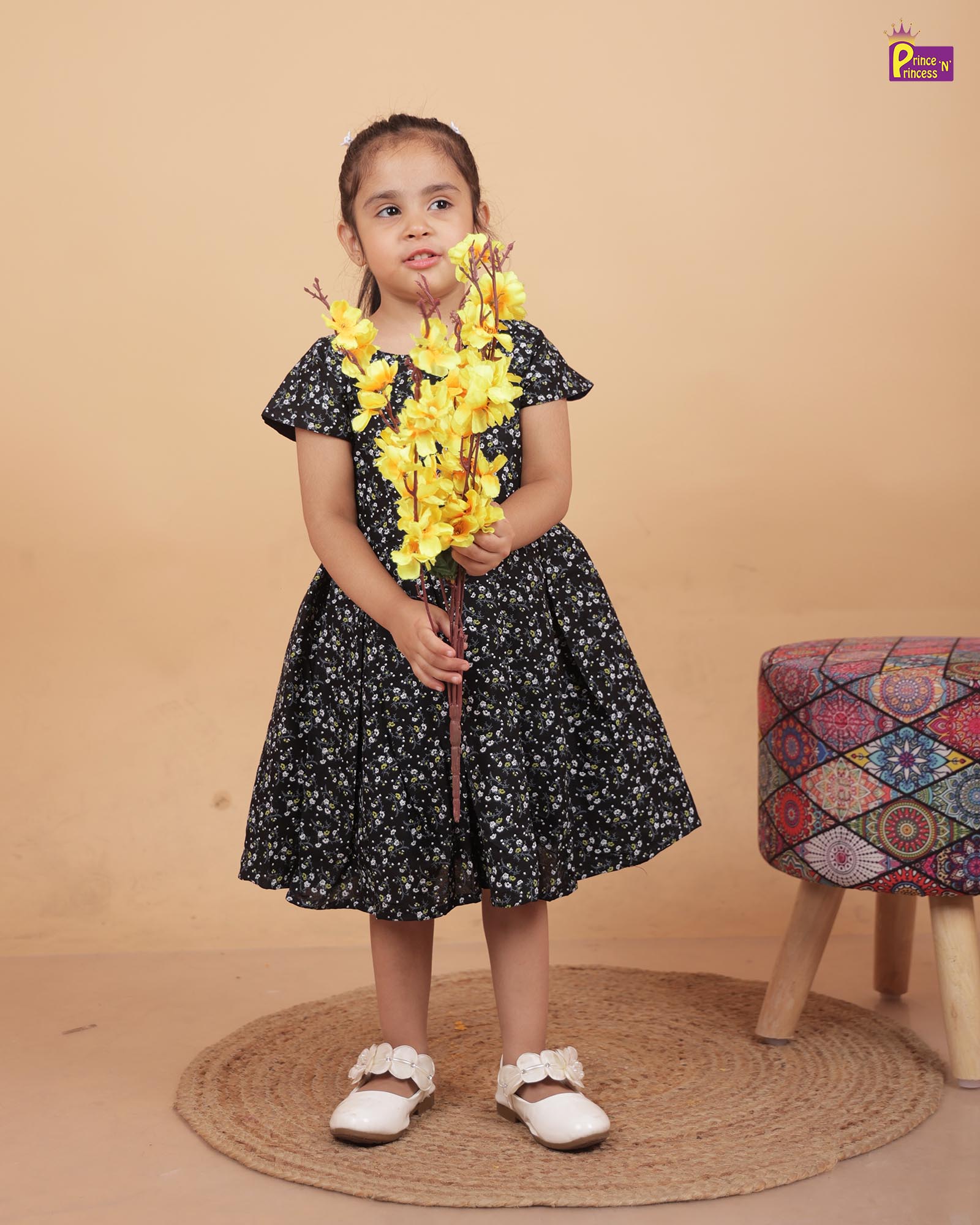 Kids Balck Cotton Frock CF310