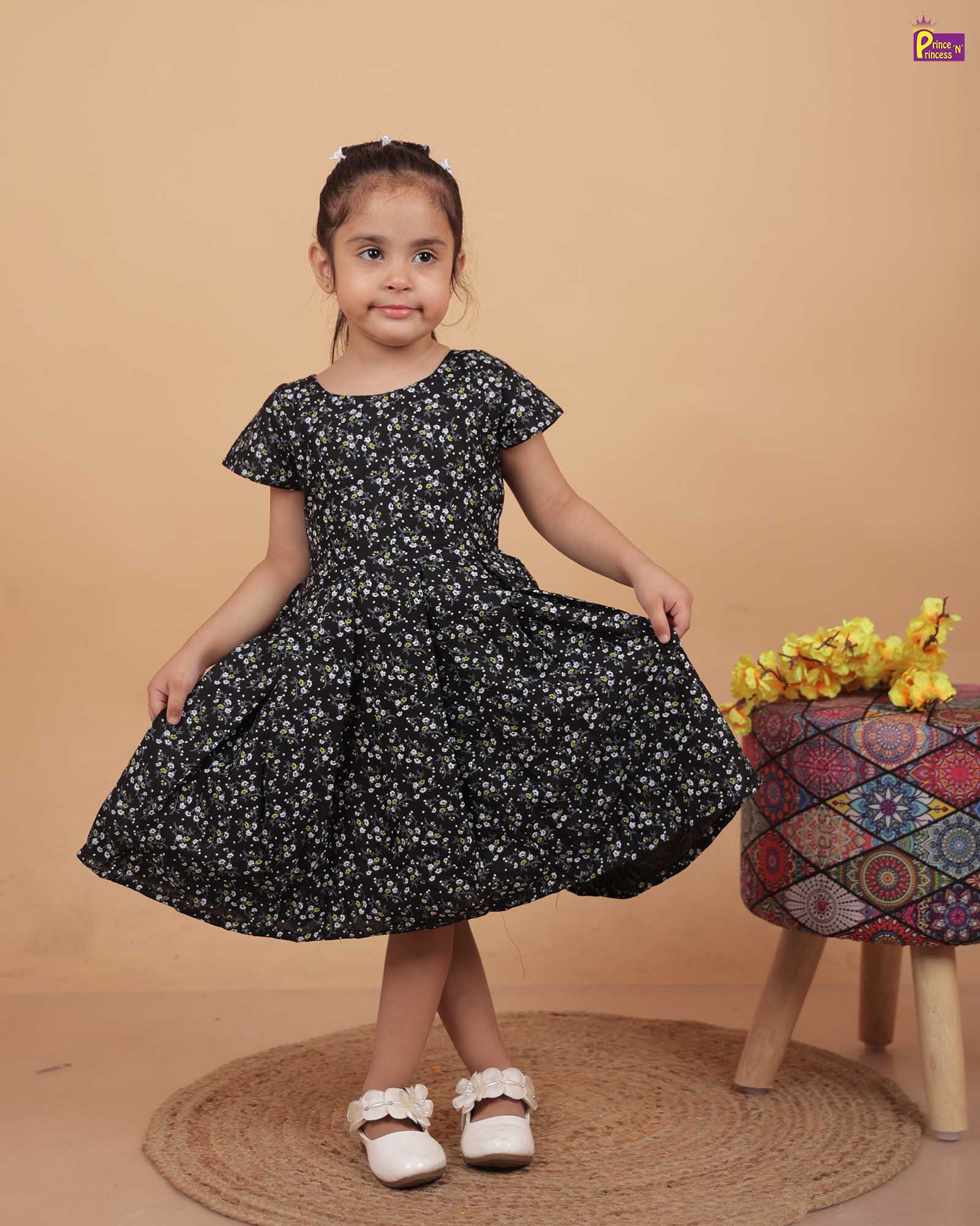 Kids Balck Cotton Frock CF310