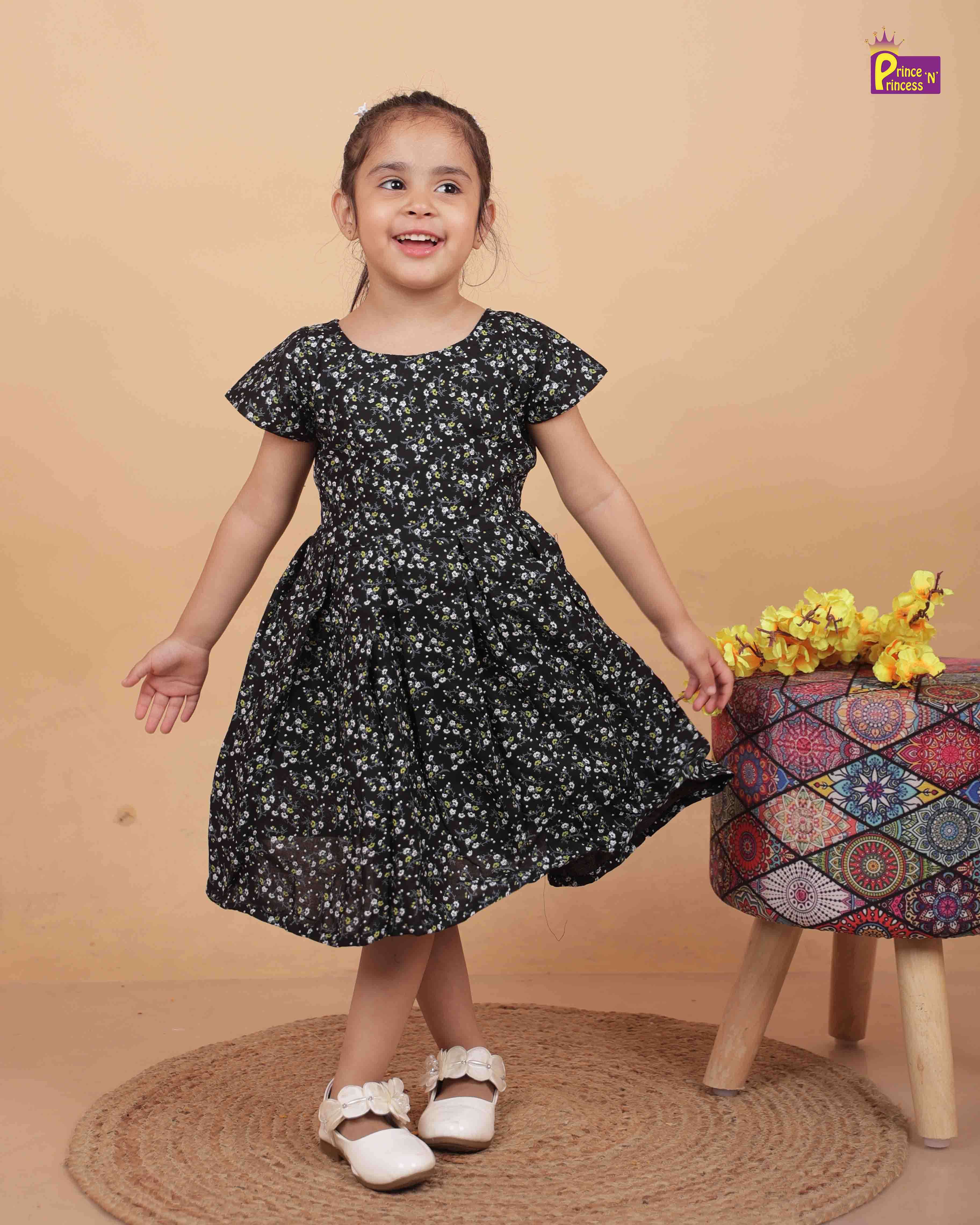 Kids Balck Cotton Frock CF310