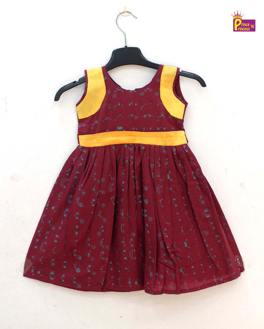 Kids Pinkish Red Cotton Frock CF074