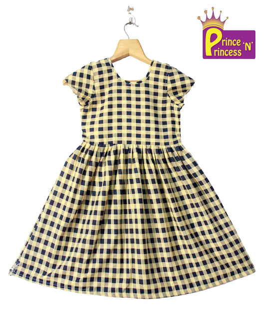 Kids Navy with Yellow Cotton Frock CF107