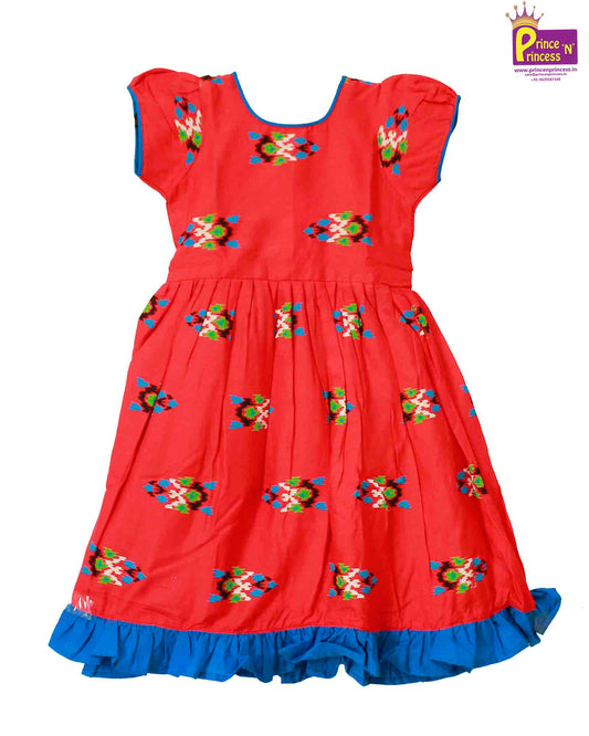 Prince N Princess Red Cotton Frock CF136