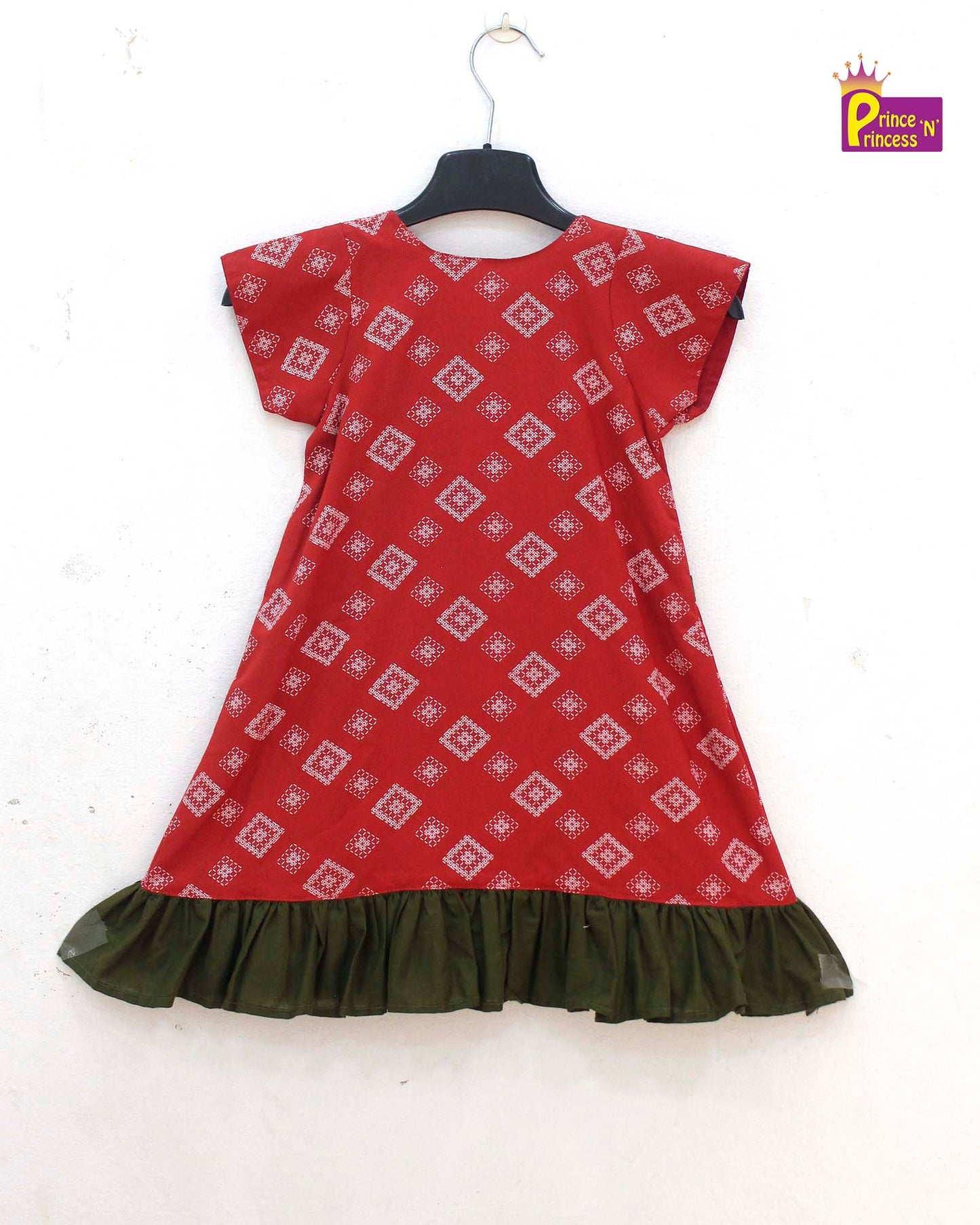 Kids  Red Cotton Frock CF167