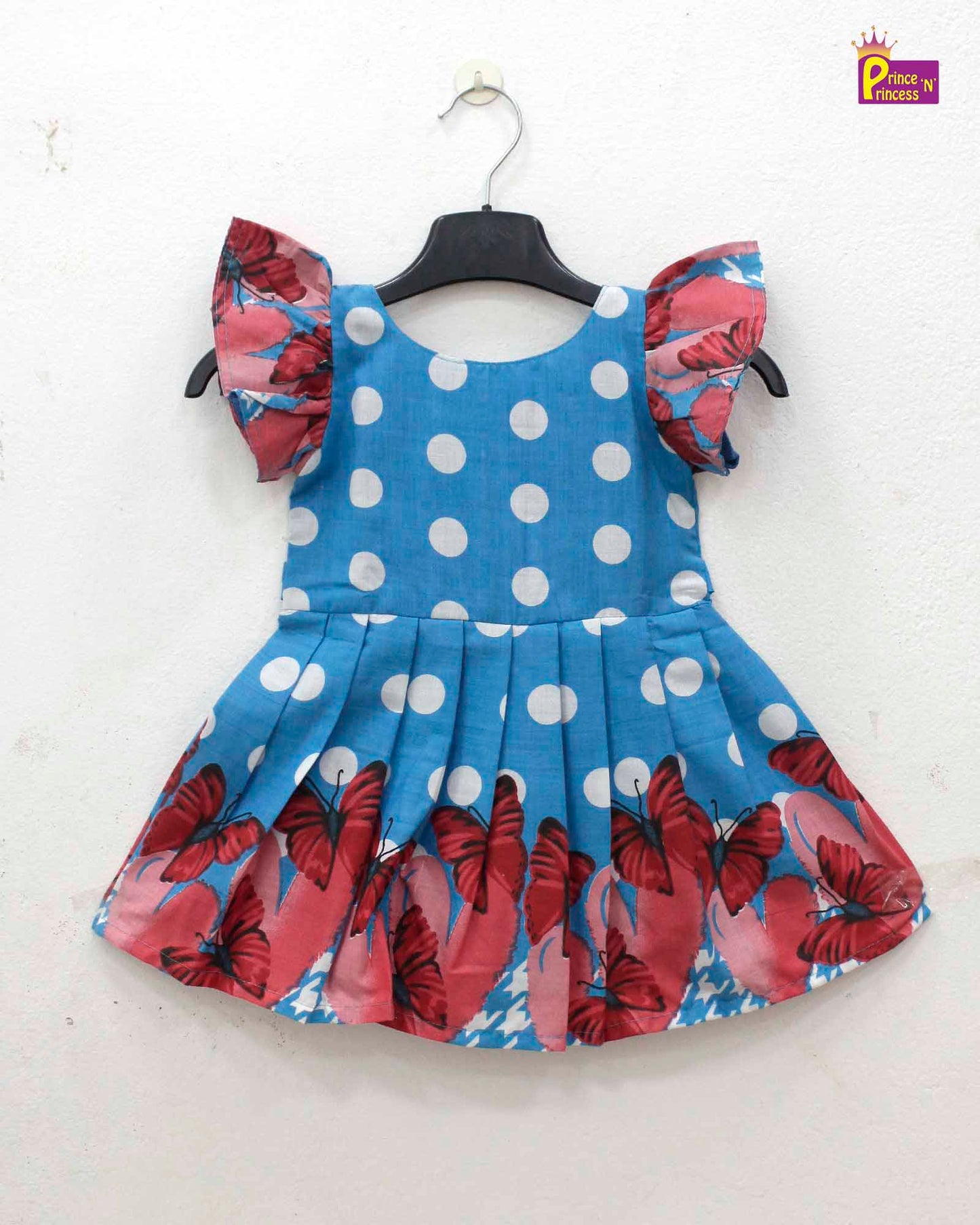 Blue Red  Cotton Frock CF216