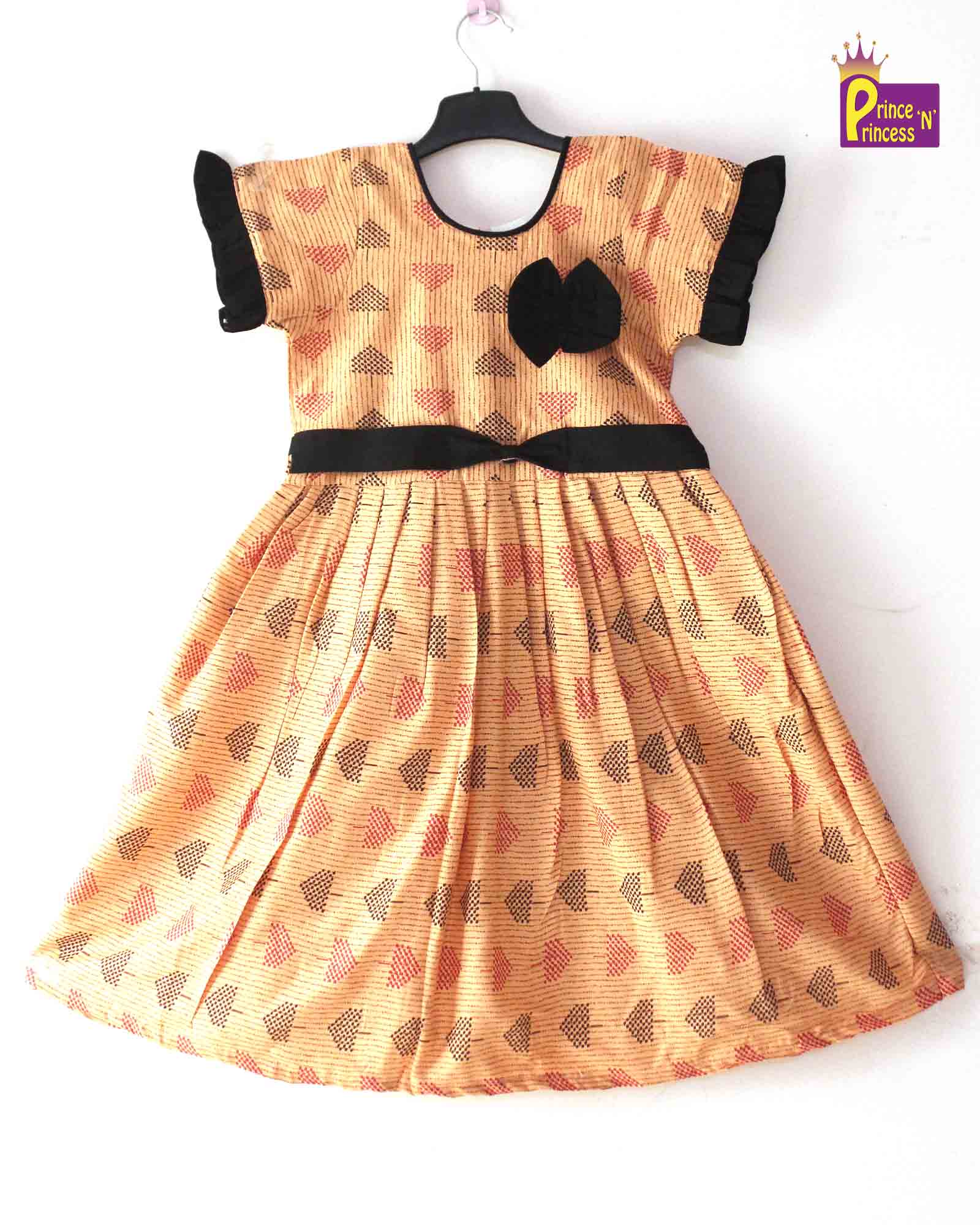 Kids Orange Cotton Frock CF236