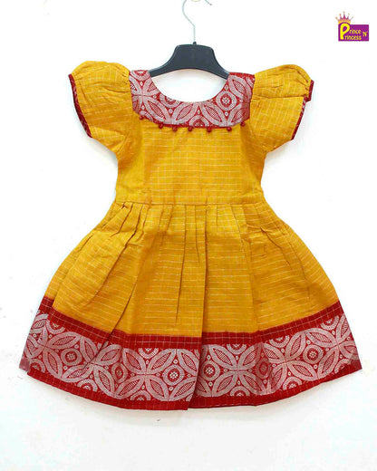 Prince N Princess Yellow Sungudi Cotton Frock CF264