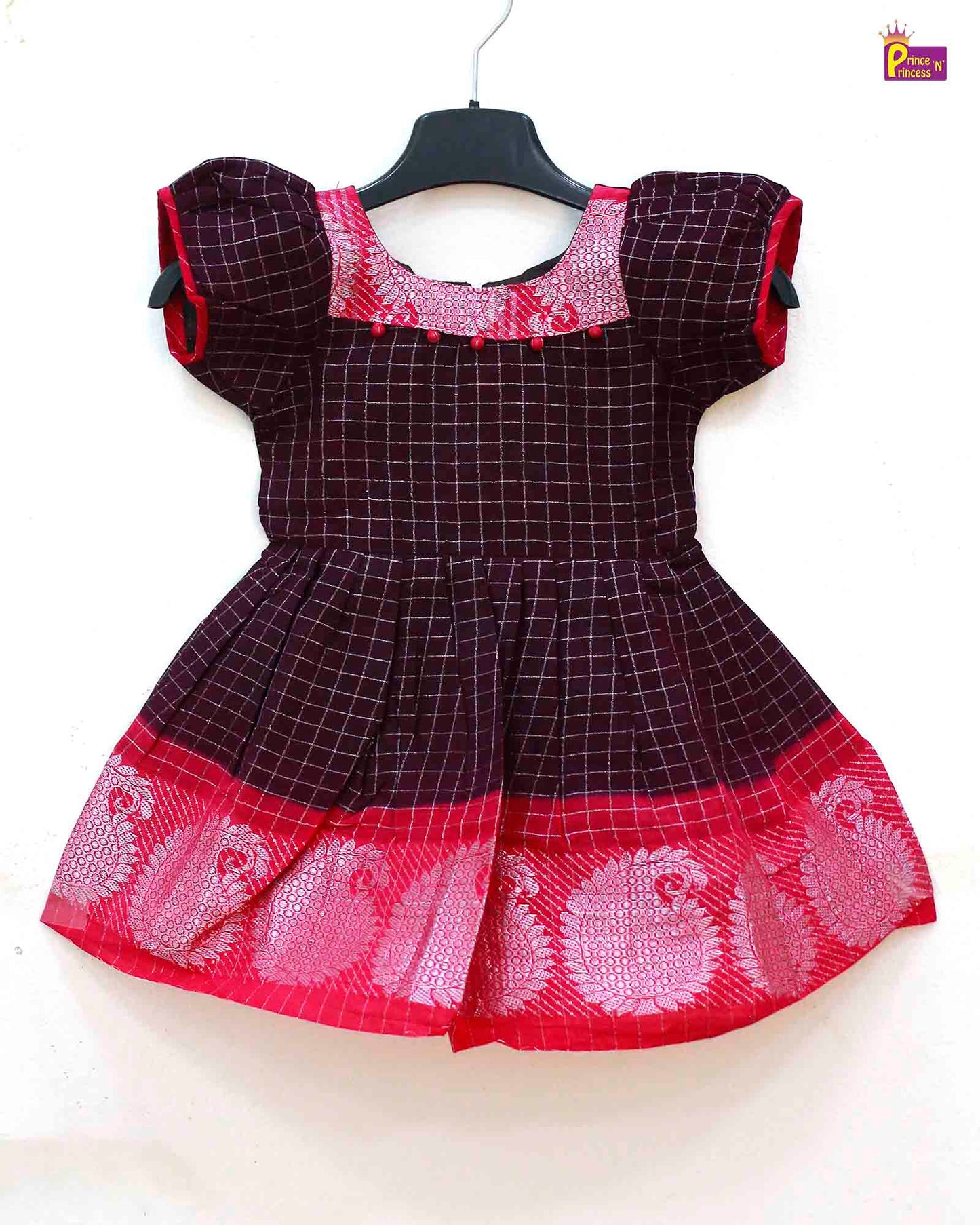 Prince N Princess Whine Sungudi Cotton Frock CF269