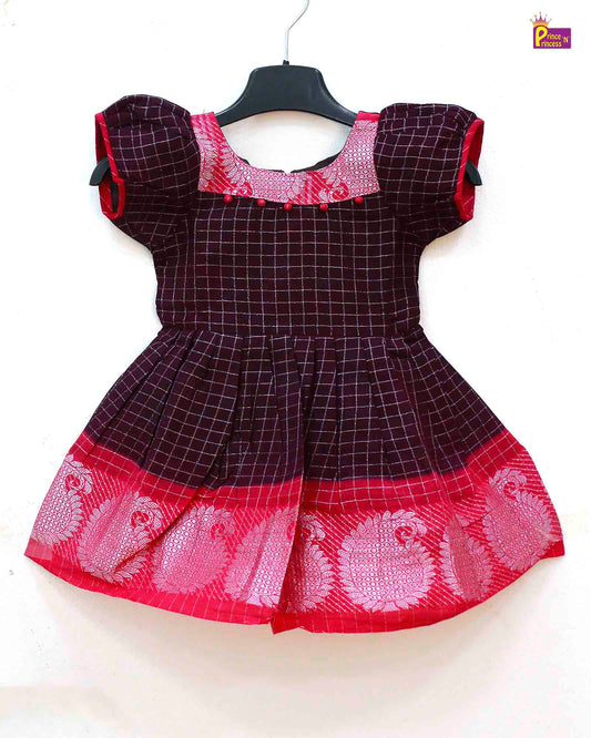 Prince N Princess Whine Sungudi Cotton Frock CF269