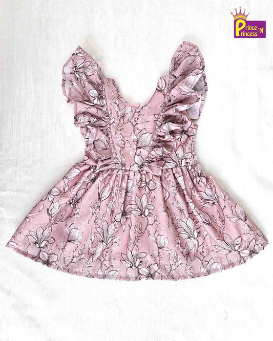 Kids Floral Peach Frock CF311