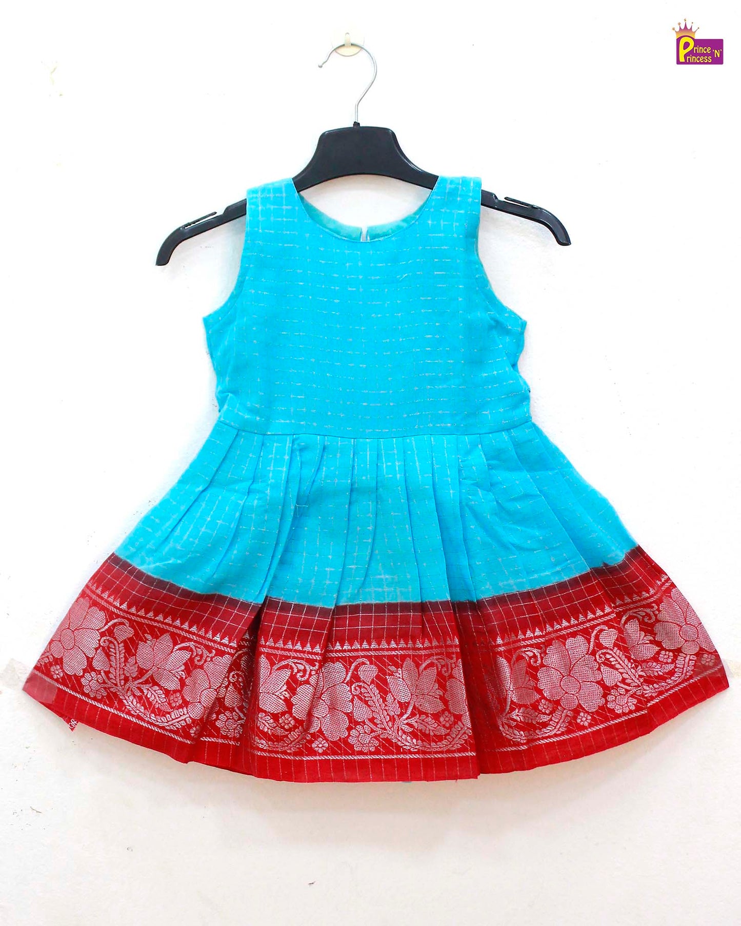 Prince N Princess Skyblue Sungudi Cotton Frock CF320