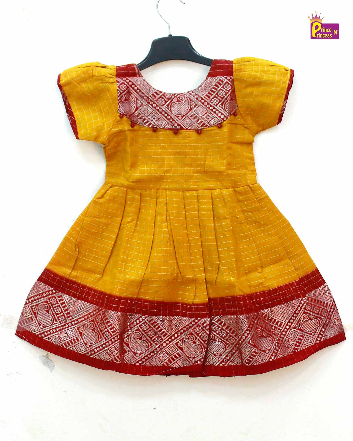 Prince N Princess Yellow Sungudi Cotton Frock CF321