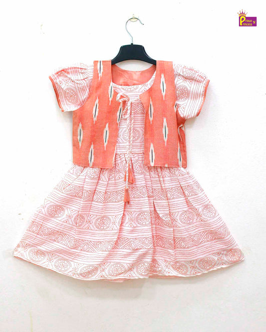 Kids Orange Coat Cotton Frock  CF322