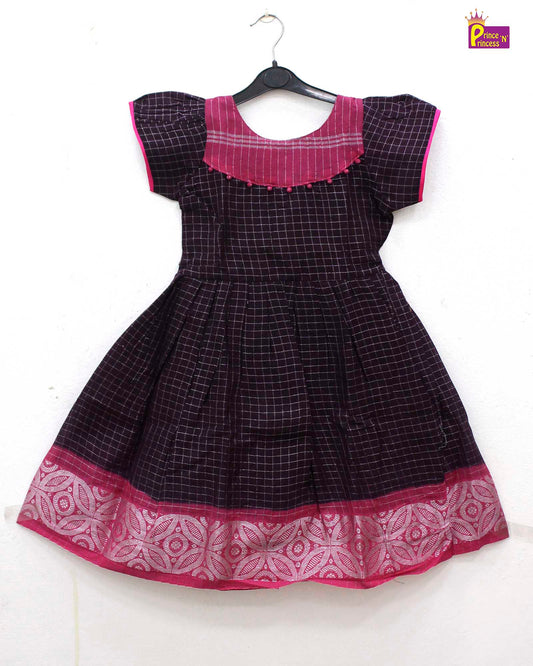 Prince N Princess Whine Sungudi Cotton Frock CF326