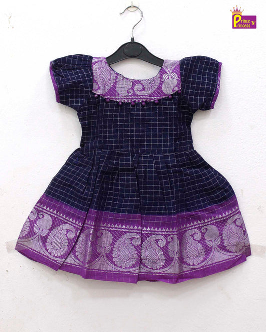 Prince N Princess Blue Sungudi Cotton Frock CF329