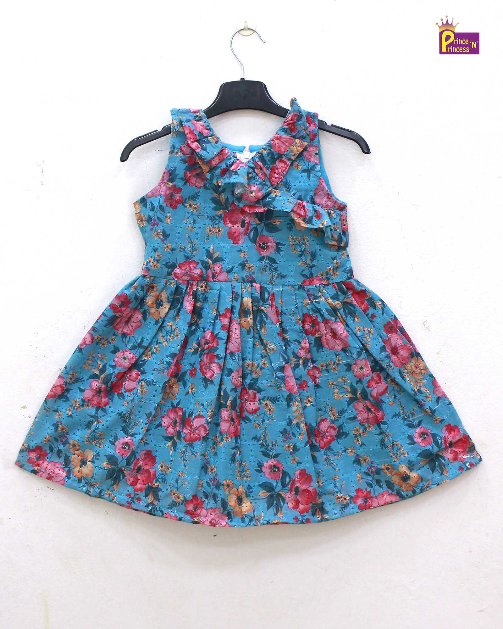 Kids Floral Blue hakoba Frock  CF335