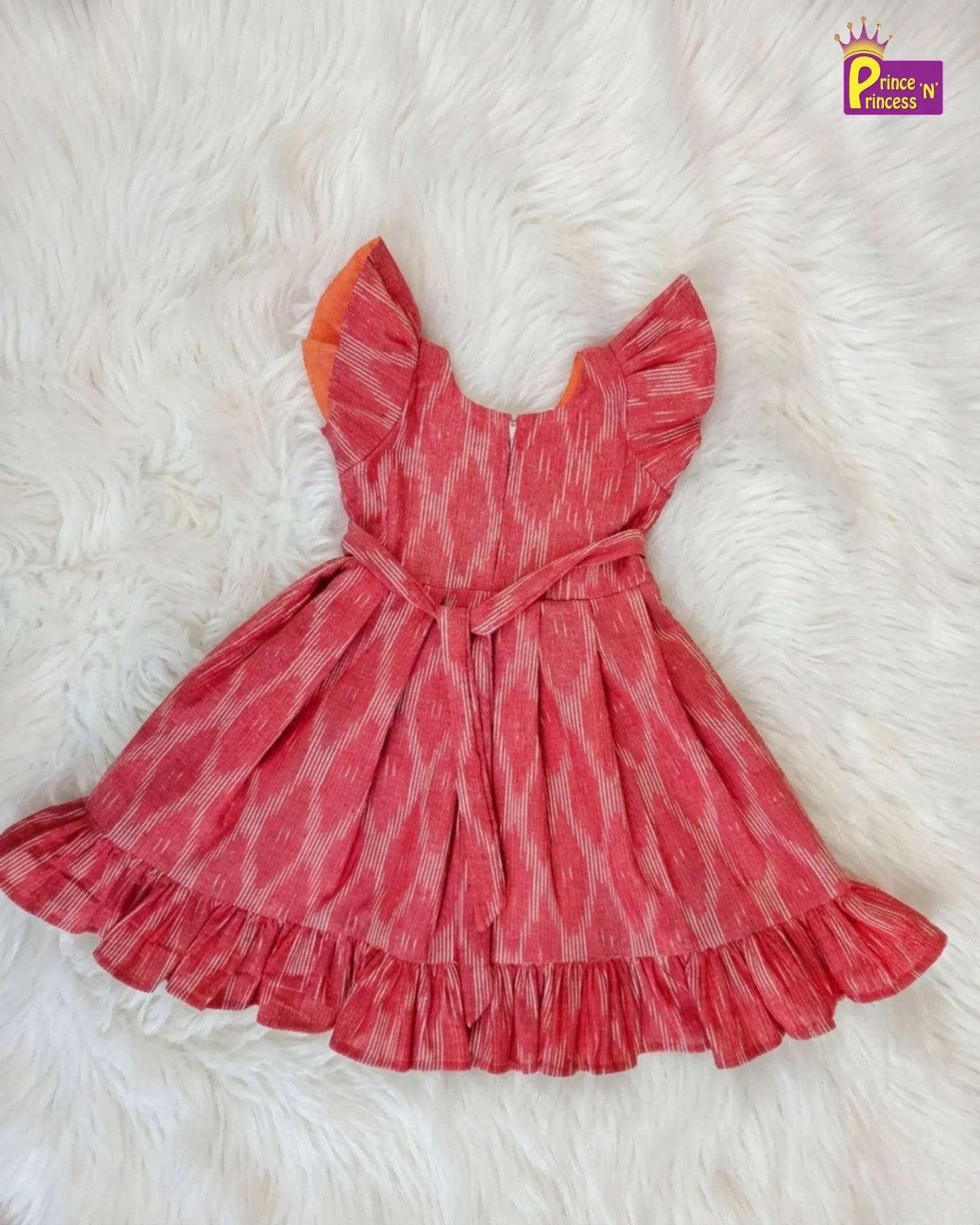 Girls Cotton Ikkat Knee Frock - Breathable Summer Dress for Kids 