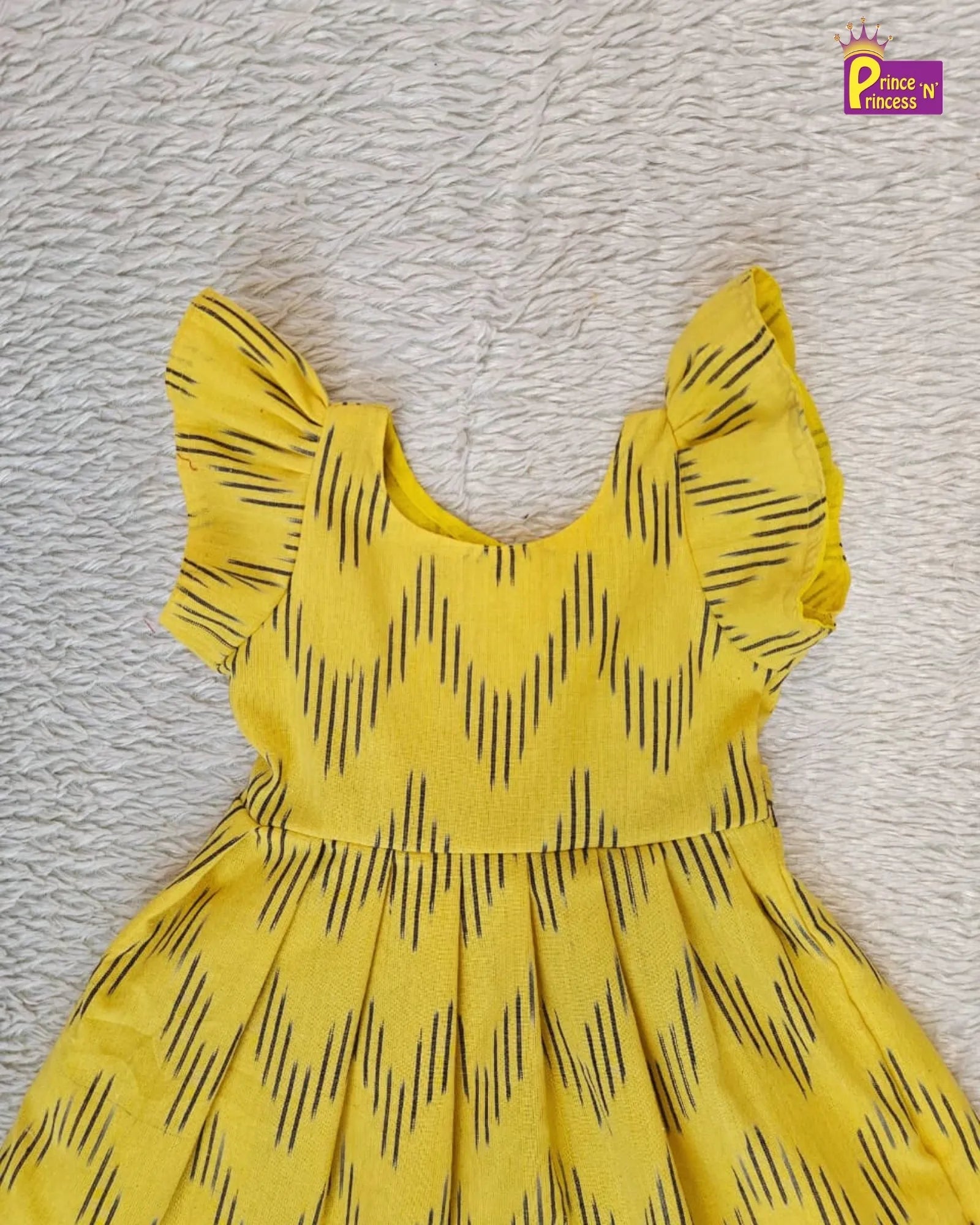 Breathable Cotton Ikkat Knee Frock for Girls princenprincess
