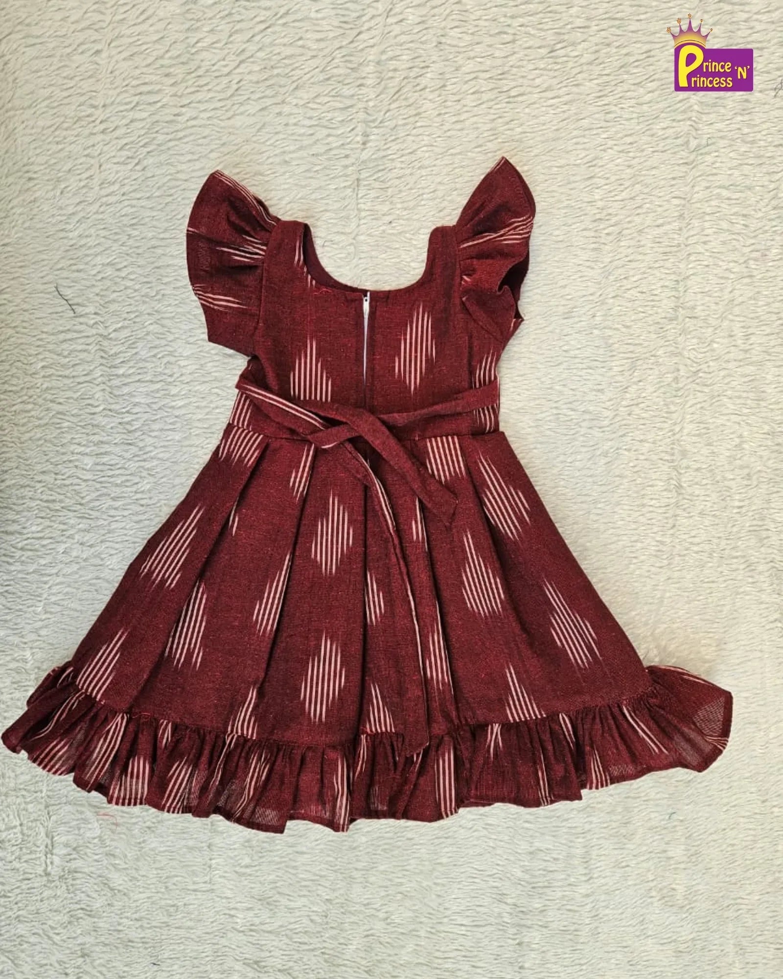 Girls Cotton Ikkat Knee Frock Breathable Summer Dress