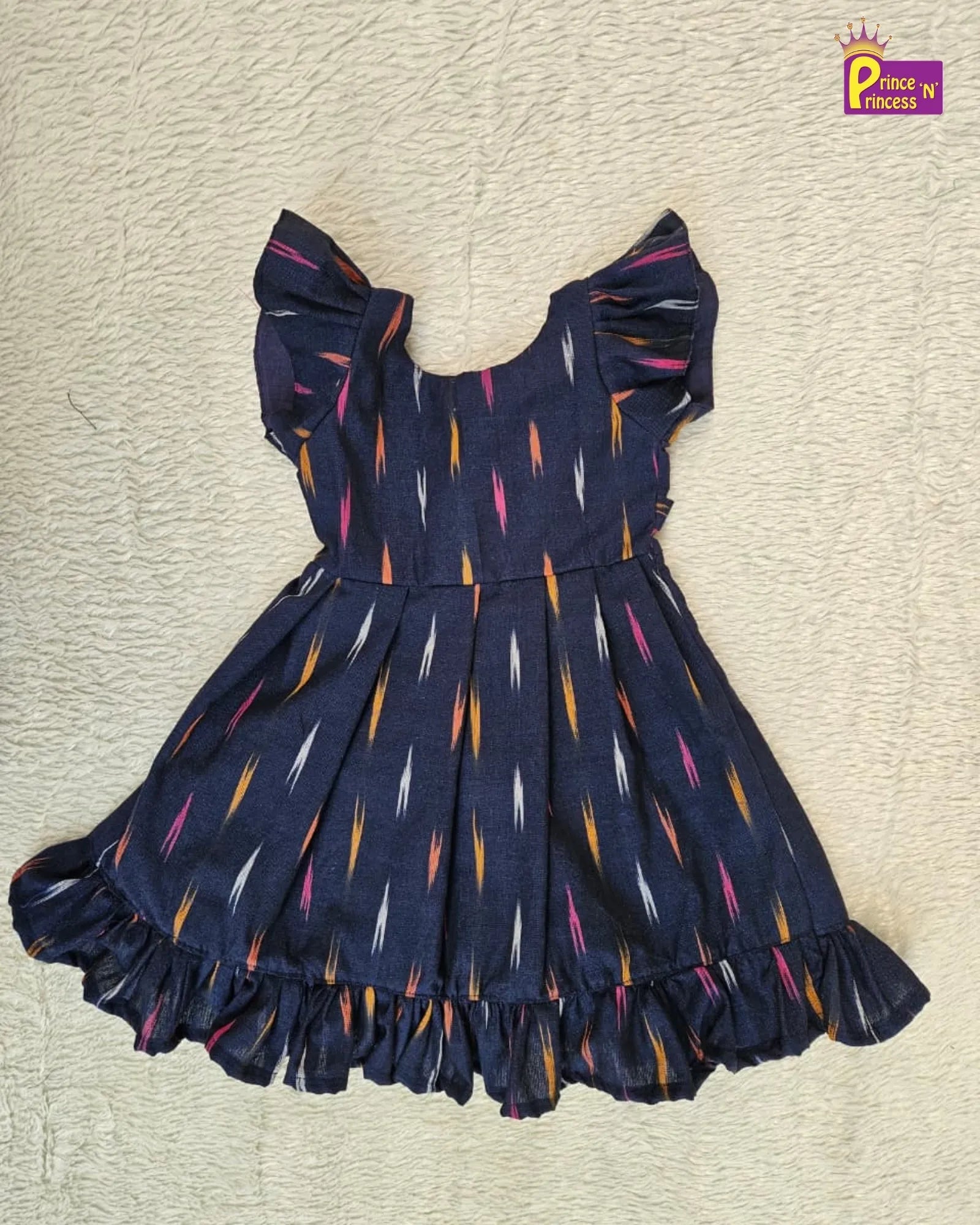 grils cotton frock navy blue 