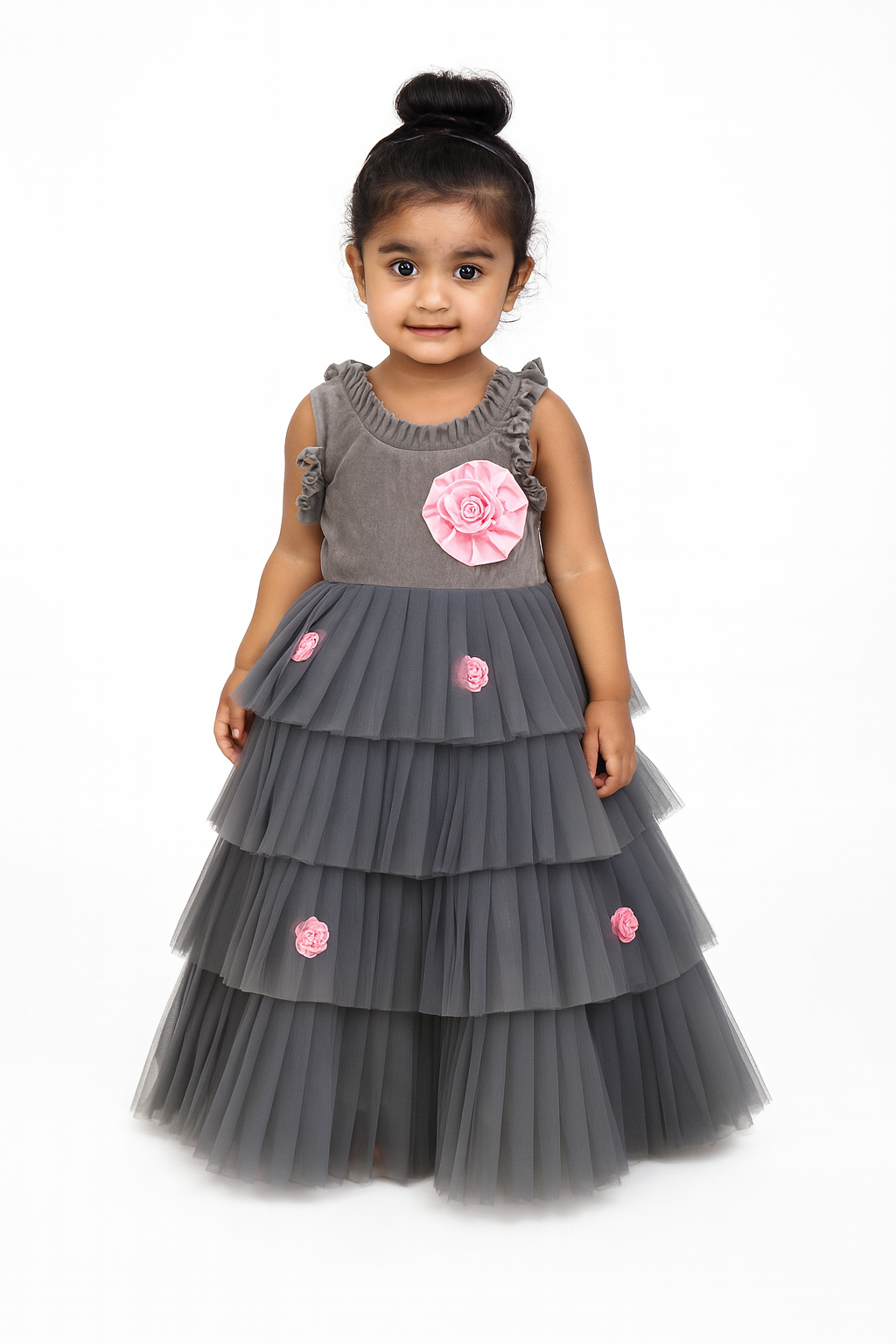 Kids Grey Grand Birthday Gown LDF100