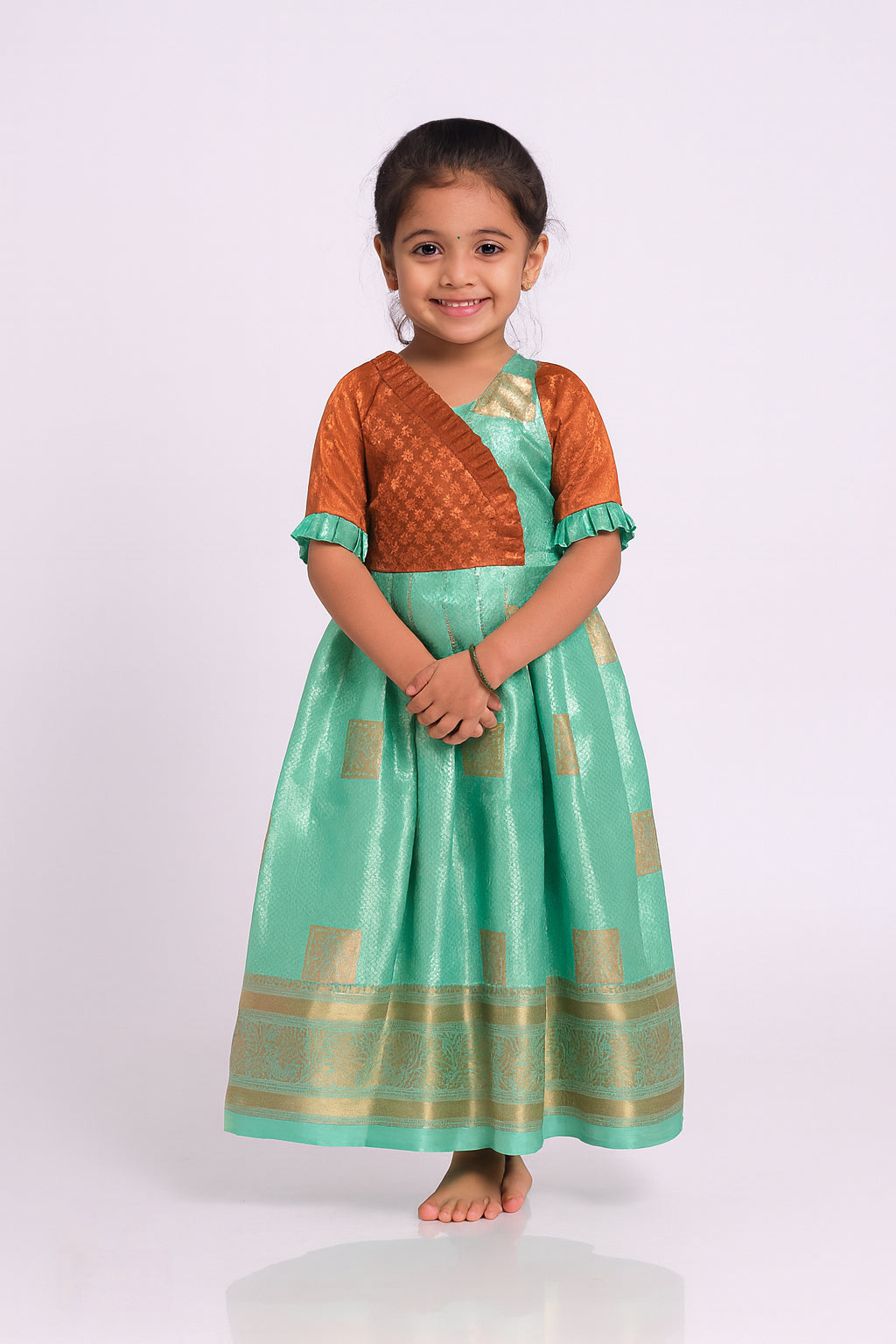 Kids Blue copper Ethnic Party Gown PG409