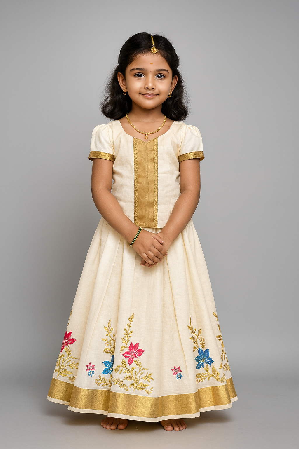 Kids Kerala Kasavu Traditional Pattu Pavadai PPP1550