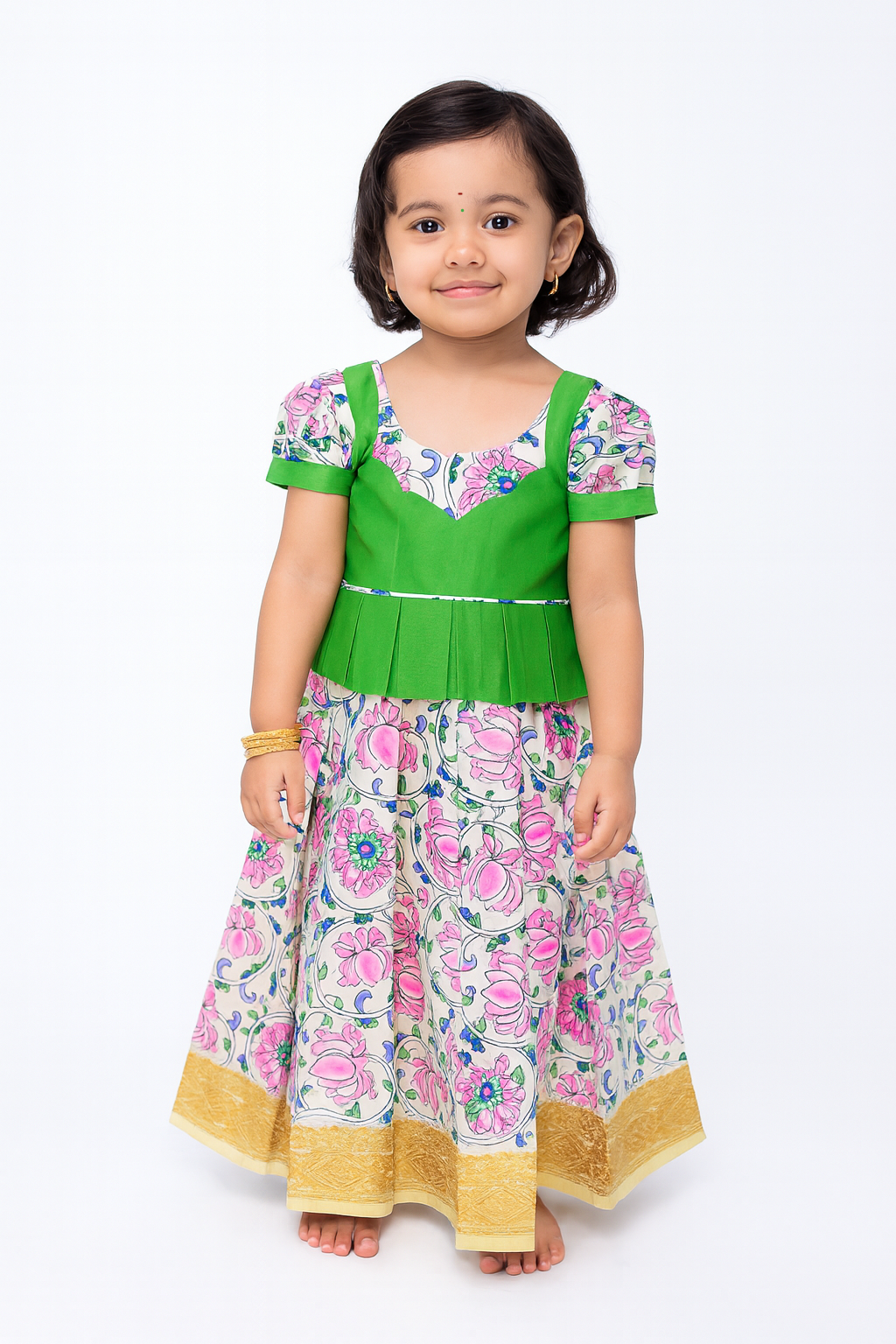 Kids Light Green  Festival Wear PattuPavadai PPP1433