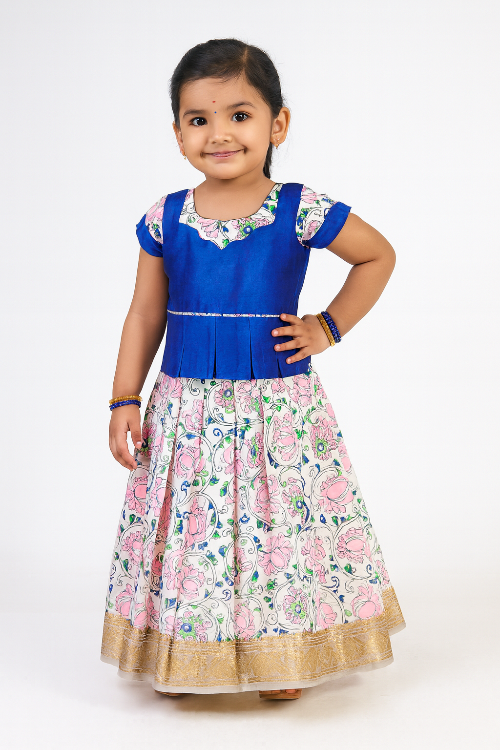 Kids Blue Festival Wear Pattu Pavadai PPP1428
