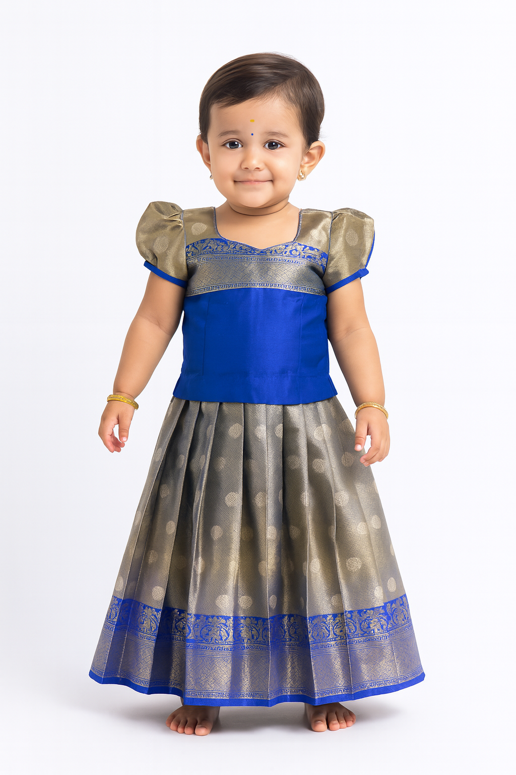 Prince N Princess Blue Tissue Pattu Pavadai PPP1308