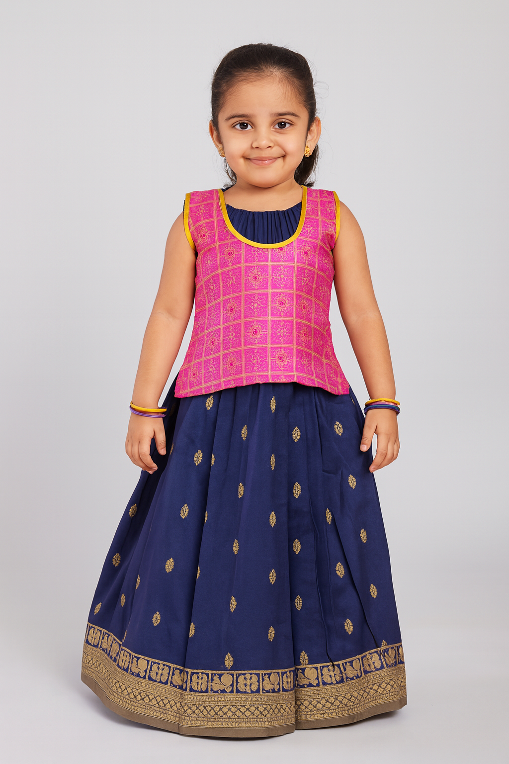 Prince N Princess Pink And Blue Pattu Pavadai PPP1066