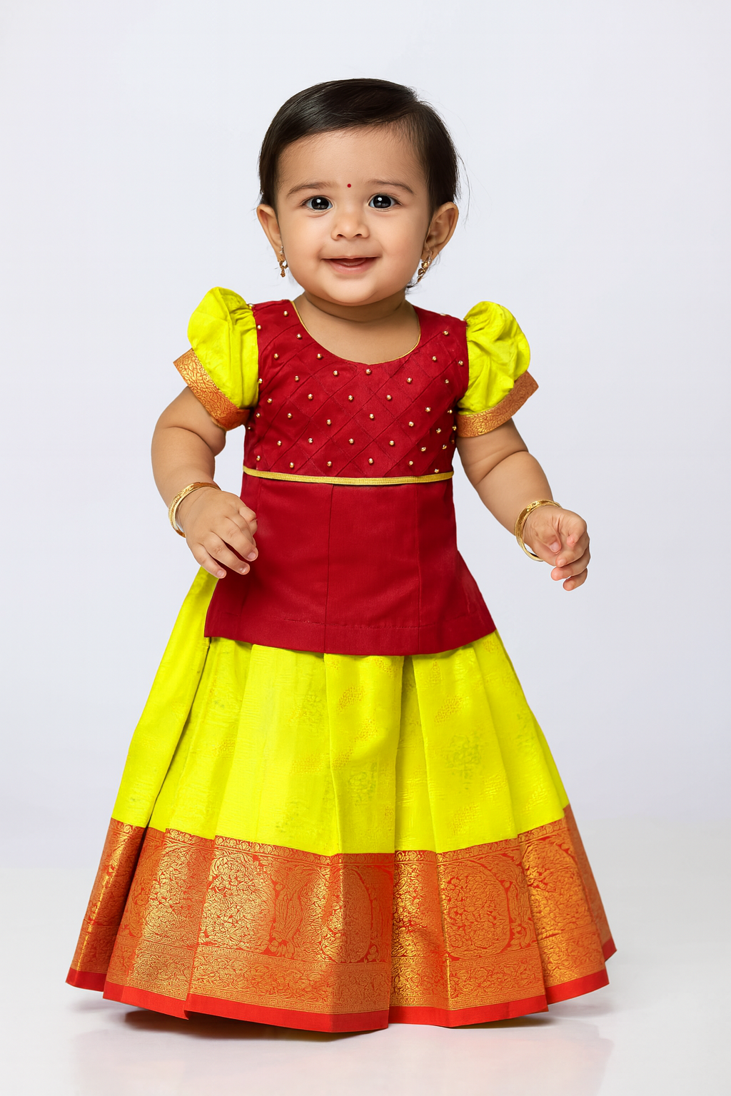 Maroon green  Traditional Pattu Pavadai PPP985