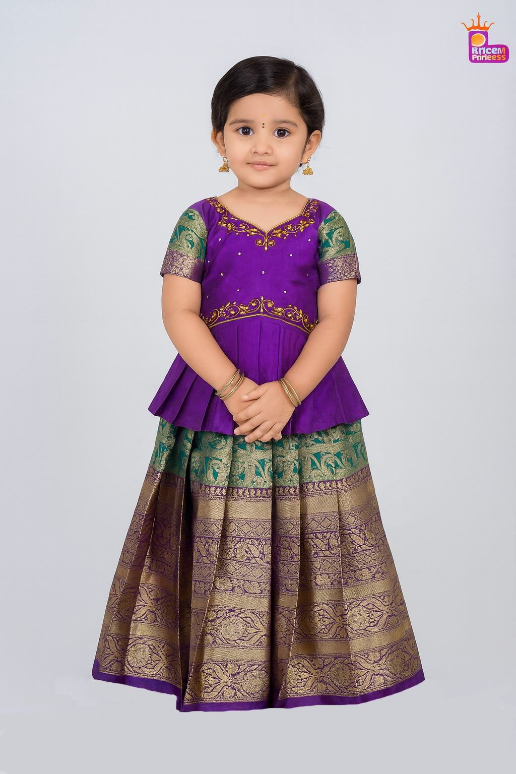 Toddlers Magenta Green Pattu Pavadai PPP1771 ( We need 2-3 days of despatch time)