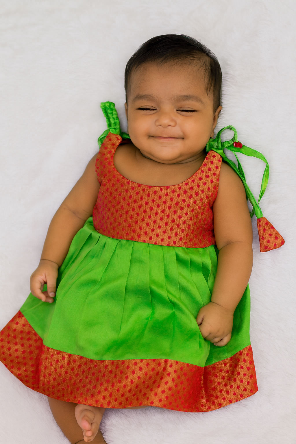 New Born Green Red Lakshana Frock LF275