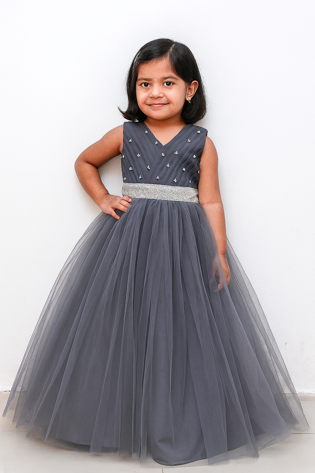 Kids Ash Netted Full Gown  WGF033