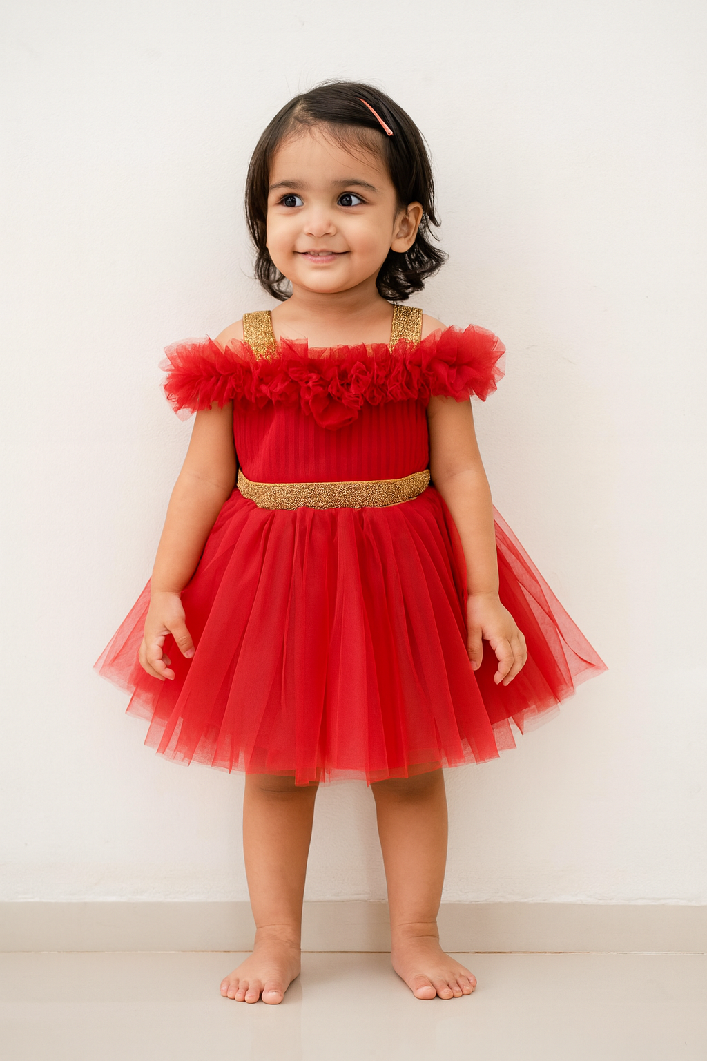 Red Kids Birthday Frock LDF363