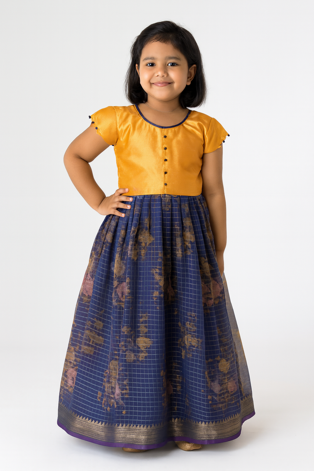 Kids Blue Orange Organza  Gown PG390