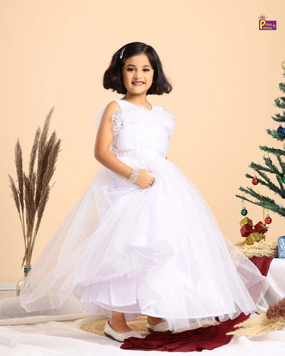 White Kids Birthday Frock LDF364