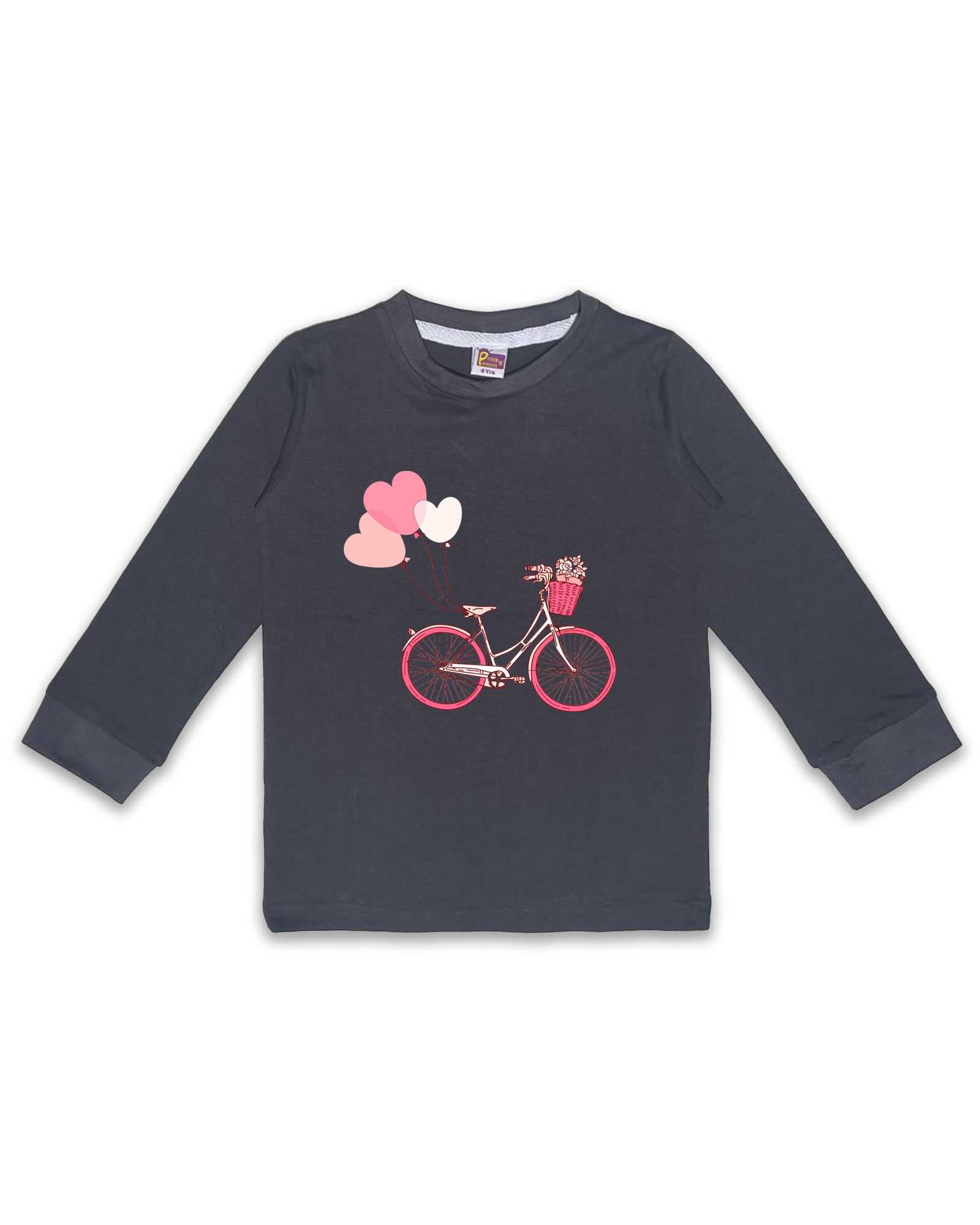 Girls Full Sleeve T-Shirts (Dark Grey) FTS0148