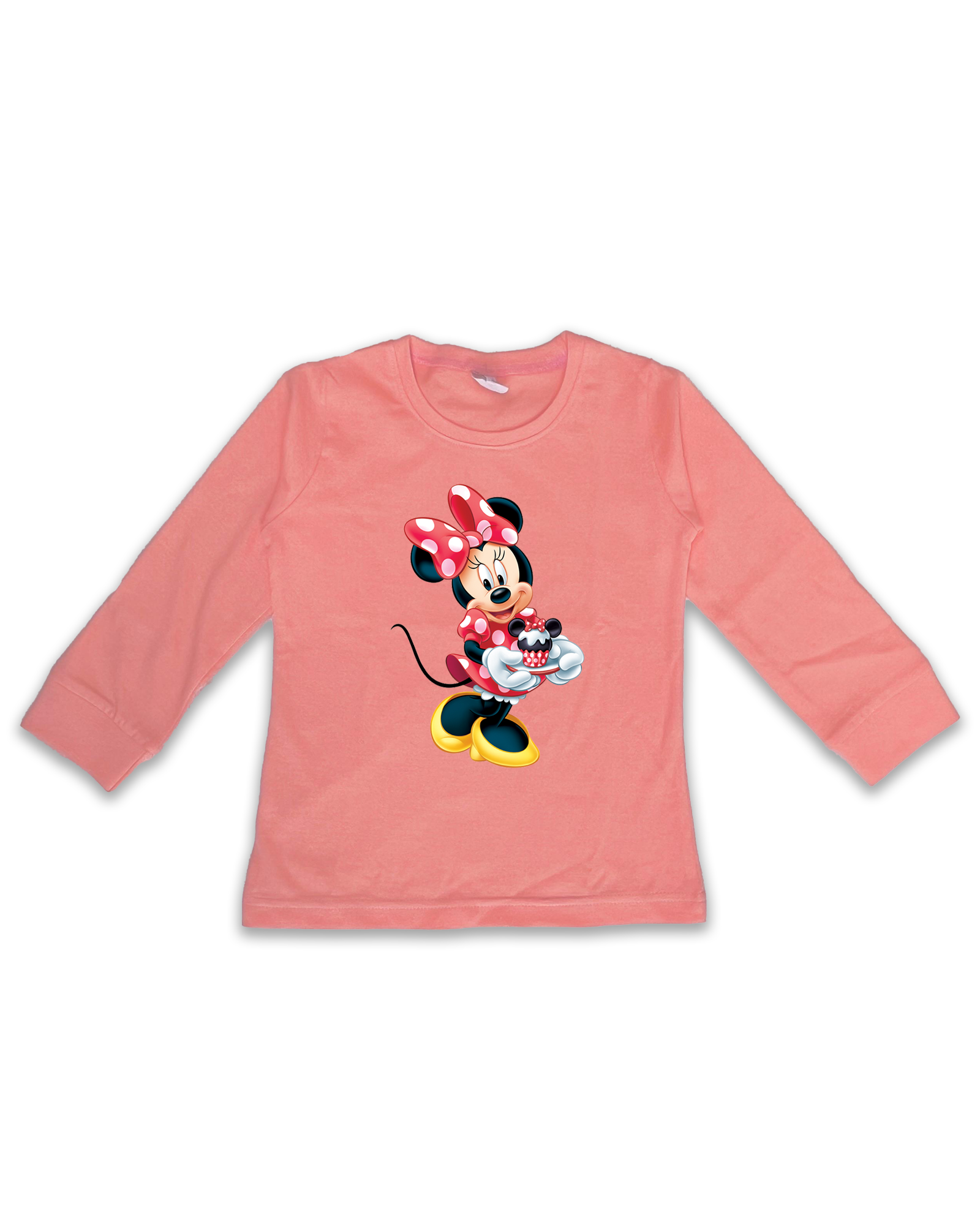 Girls Full Sleeve T-Shirts (Peach) FTS0142