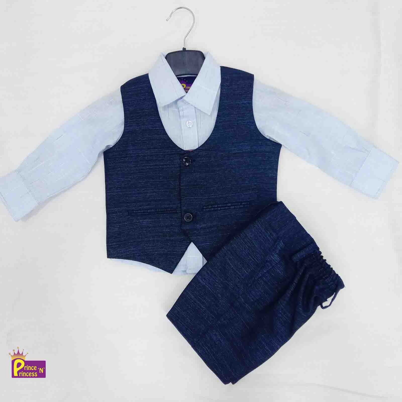 Boys Blue Blazer, Overcoat, tie And and KB012 Prince N Princess