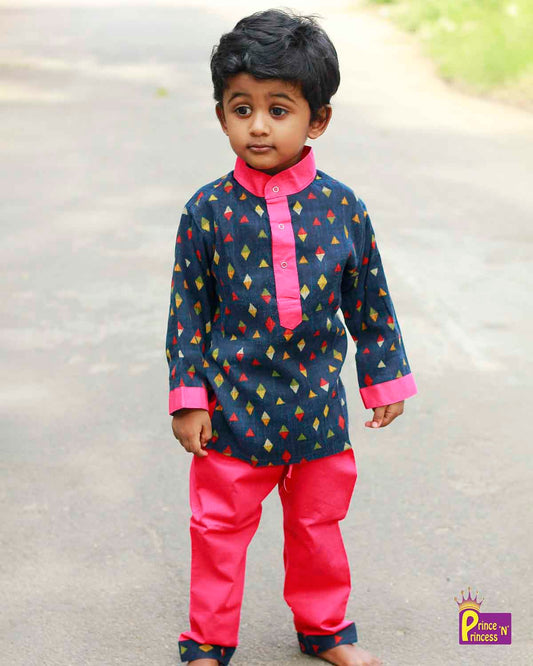 Boys Cotton Navy kurta Pajama KP029