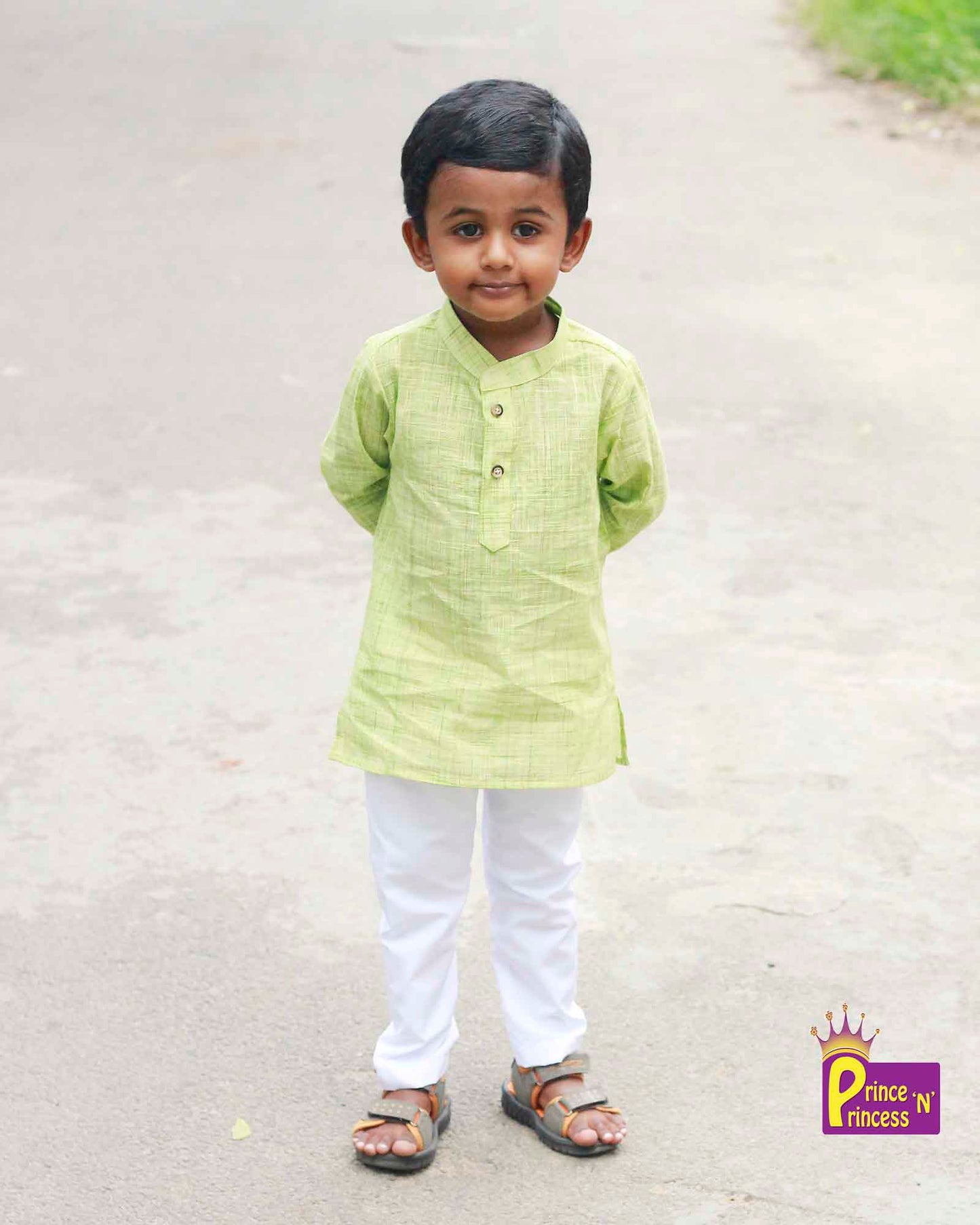 Boys Cotton Green white kurta Pajama KP035